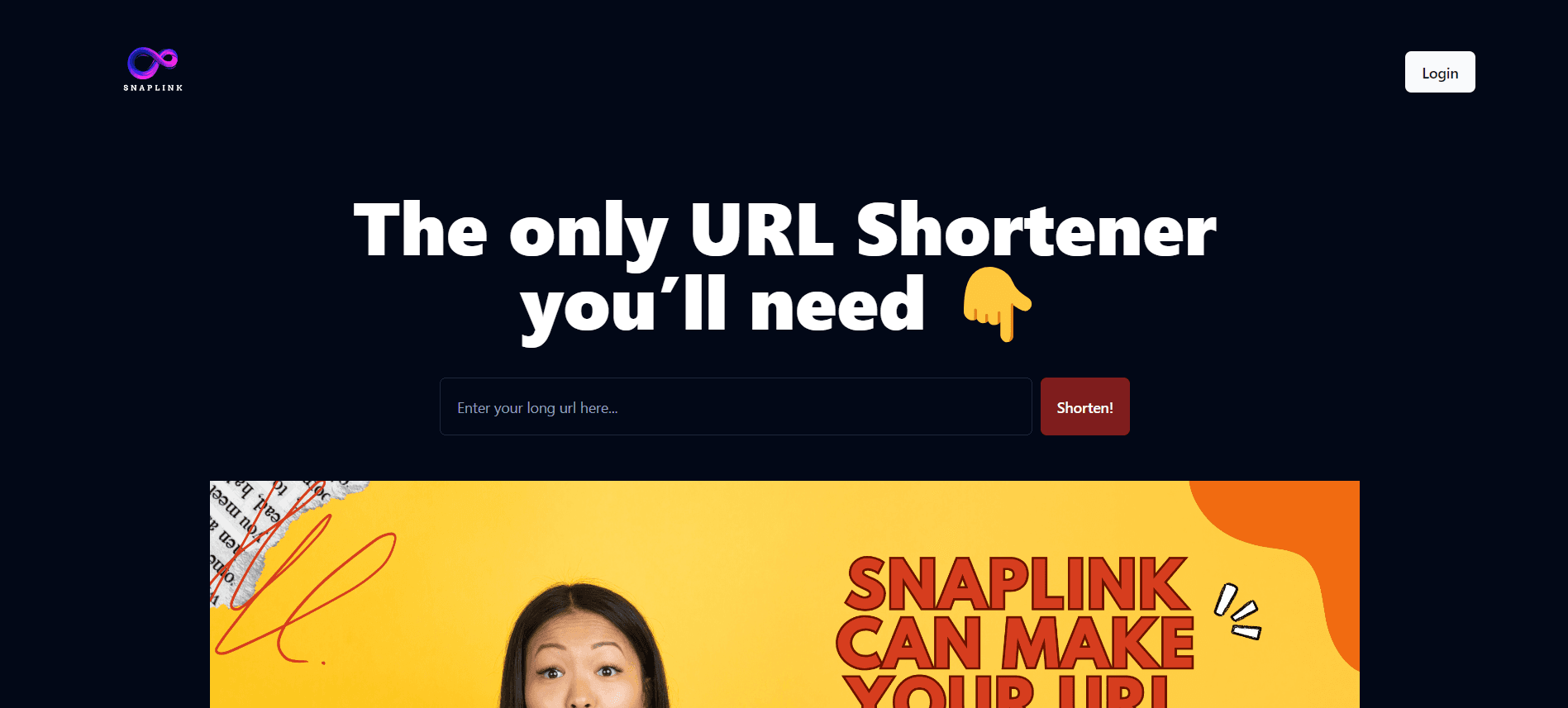 SnapLink: A link shortening web app. image